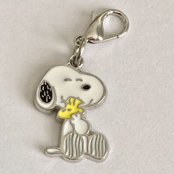 Peanuts Snoopy Woodstock Clip On Charm Zipper Pull Purse Charm Signed Enamel - Picture 3 of 8